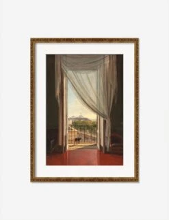 A View Of Naples Through A Window Print By Franz Ludwig Catel -Home Furnishings AViewofNaplesthroughWindowBronzeGoldOrnateMatted