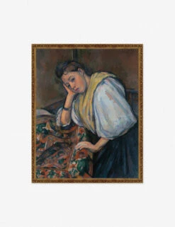 Young Italian Woman At A Table Wall Art By Paul Cezanne -Home Furnishings BronzegoldframeupdateYoungItalianWoman