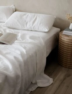 Linen Bedding, Flat Sheet By Cultiver -Home Furnishings CULTIVER Flat Sheet White