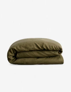 European Flax Linen Duvet Cover By Cultiver -Home Furnishings CULTIVER Linen Duvet Cover Olive