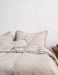 European Flax Piped Linen Duvet Set By Cultiver -Home Furnishings CULTIVER Piped Linen Natural and Forest 637ee872 36b8 41ea 8b77 d11229a9c495