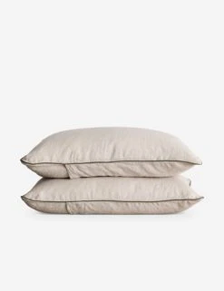 European Flax Piped Linen Pillowcases (set Of 2) By Cultiver -Home Furnishings CULTIVER Piped Natural Forest Set of 2 Pillowcases 9b364fe9 41f1 44ee 8465 c613a42e4814