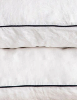 European Flax Piped Linen Pillowcases (set Of 2) By Cultiver -Home Furnishings CULTIVER Set of 2 Linen Pillowcases White Navy Swatch