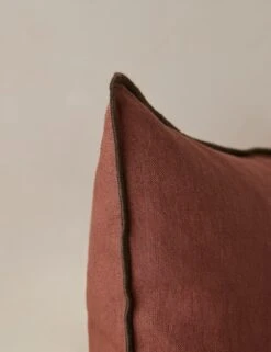 Carys Contrast Linen Pillow -Home Furnishings CarysContrastLinenPillow Brick Olive Lumbar A0656768 4573 Product