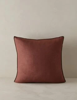 Carys Contrast Linen Pillow -Home Furnishings CarysContrastLinenPillow Brick Olive Square A0656767 4564 Product