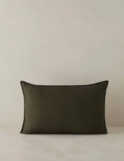 Carys Contrast Linen Pillow -Home Furnishings CarysContrastLinenPillow Olive Black Lumbar A0656770 4574 Product