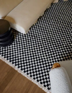 Checkerboard Rug By Sarah Sherman Samuel -Home Furnishings CheckerboardLivingRoom 10388