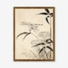 Dragonfly, Coxcomb And Bamboo Print By Miyazaki Yūzen