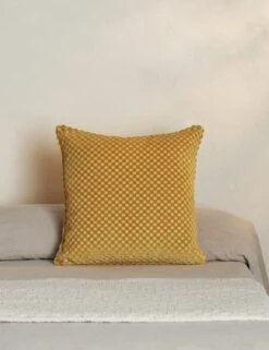 Hi-Lo Checker Velvet Pillow By Sarah Sherman Samuel -Home Furnishings Hi LoCheckerPillow GoldenrodbySarahShermanSamuel A0655790B StudioLifestyle