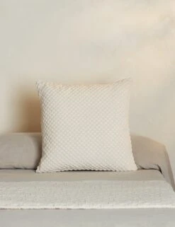 Hi-Lo Checker Velvet Pillow By Sarah Sherman Samuel -Home Furnishings Hi LoCheckerPillow IvorybySarahShermanSamuel A0655792B StudioLifestyle