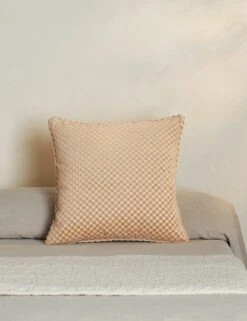 Hi-Lo Checker Velvet Pillow By Sarah Sherman Samuel -Home Furnishings Hi LoCheckerPillow NaturalbySarahShermanSamuel A0655789B StudioLifestyle