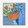 Three Flowers In Orange Vase Print By Jill Krasner