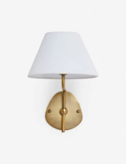 Magdalene Single Sconce -Home Furnishings MagdaleneSconceBrass WhiteShade 0025