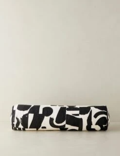 Organic Shapes Linen Bolster Pillow By Sarah Sherman Samuel -Home Furnishings OrganicShapesLinenBolsterPillow BlackandIvorybySarahShermanSamuel A0656011B1119 Product