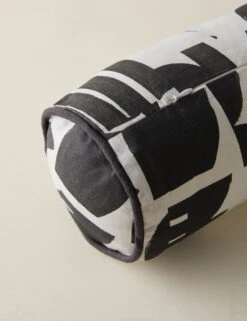 Organic Shapes Linen Bolster Pillow By Sarah Sherman Samuel -Home Furnishings OrganicShapesLinenBolsterPillow BlackandIvorybySarahShermanSamuel A0656011B1121 Product