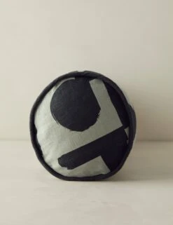 Organic Shapes Linen Bolster Pillow By Sarah Sherman Samuel -Home Furnishings OrganicShapesLinenBolsterPillow KhakiandBlackbySarahShermanSamuel A0656013B1127 Product