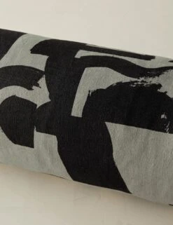 Organic Shapes Linen Bolster Pillow By Sarah Sherman Samuel -Home Furnishings OrganicShapesLinenBolsterPillow KhakiandBlackbySarahShermanSamuel A0656013B1130 Product