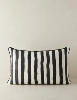 Painterly Stripe Linen Pillow By Sarah Sherman Samuel -Home Furnishings PainterlyStripeLinenLumbarPillow BlackandIvorybySarahShermanSamuel A0656008B1093 Product