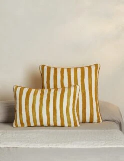 Painterly Stripe Linen Pillow By Sarah Sherman Samuel -Home Furnishings PainterlyStripeLinenPillow GoldenrodandIvorybySarahShermanSamuel A0656006B 2193 StudioLifestyle