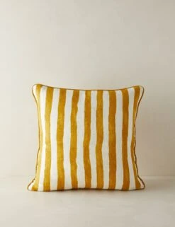 Painterly Stripe Linen Pillow By Sarah Sherman Samuel -Home Furnishings PainterlyStripeLinenPillow GoldenrodandIvorybySarahShermanSamuel A0656006B1069 Product