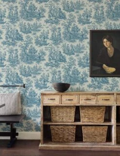 Country Life Toile Peel + Stick Wallpaper By Waverly -Home Furnishings RMK11868WP O4A9927 withart 2