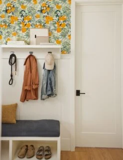 Orange Blossom Peel + Stick Wallpaper -Home Furnishings RMK12199R MudRoomVignette2 5733
