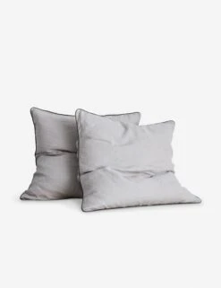 European Flax Piped Linen Euro Pillowcases (set Of 2) By Cultiver -Home Furnishings Smoke Grey Euro SITECROP