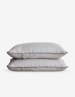 European Flax Piped Linen Pillowcases (set Of 2) By Cultiver -Home Furnishings Smoke Grey Pillowcases SITECROP