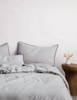 European Flax Piped Linen Pillowcases (set Of 2) By Cultiver -Home Furnishings Smoke Grey Pulled Back SITECROP aaa8d5de 44ac 4430 b1f7 3615c74294bb