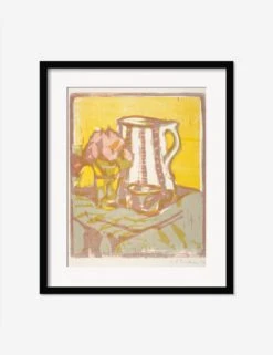 Still Life With Pitcher And Flowers Print By Ernst Ludwig Kirchner -Home Furnishings StillLifewithPitcherandFlowersBlackmatted