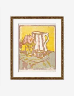 Still Life With Pitcher And Flowers Print By Ernst Ludwig Kirchner -Home Furnishings StillLifewithPitcherandFlowersBronzeGoldOrnateMatted