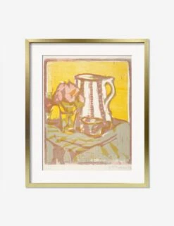 Still Life With Pitcher And Flowers Print By Ernst Ludwig Kirchner -Home Furnishings StillLifewithPitcherandFlowersGoldMatted