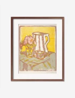 Still Life With Pitcher And Flowers Print By Ernst Ludwig Kirchner -Home Furnishings StillLifewithPitcherandFlowersWalnutMatted