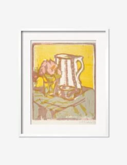 Still Life With Pitcher And Flowers Print By Ernst Ludwig Kirchner -Home Furnishings StillLifewithPitcherandFlowersWhiteMatted