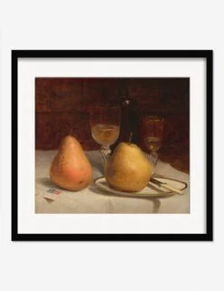 Two Pears On A Tabletop Print By Sanford Robinson Gifford -Home Furnishings TwoPearsonaTabletopBlackmatted