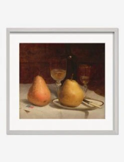 Two Pears On A Tabletop Print By Sanford Robinson Gifford -Home Furnishings TwoPearsonaTabletopSilverMatted