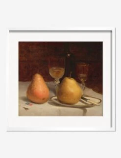 Two Pears On A Tabletop Print By Sanford Robinson Gifford -Home Furnishings TwoPearsonaTabletopWhiteMatted