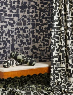 Organic Shapes Linen Bolster Pillow By Sarah Sherman Samuel -Home Furnishings Wallpaper Curtain Bench Portrait 1348 SITECROP STUDIOLIFESTYLE