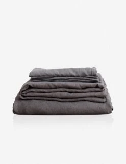 European Flax Linen Sheet Set By Cultiver -Home Furnishings cultiver linen bedding charcoal grey sheet set 1 1