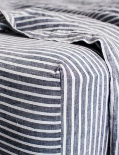 European Flax Linen Fitted Sheet By Cultiver -Home Furnishings cultiver linen bedding indigo stripe fitted sheet 1