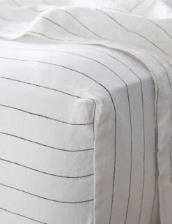 European Flax Linen Fitted Sheet By Cultiver -Home Furnishings cultiver linen bedding pencil stripe fitted sheet