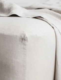 European Flax Linen Fitted Sheet By Cultiver -Home Furnishings cultiver linen bedding smoke grey fitted sheet 1 1