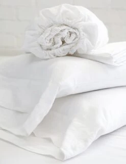 Linen Sheet Set By Pom Pom At Home -Home Furnishings whitelinensheetset