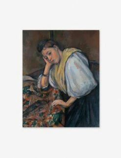Young Italian Woman At A Table Wall Art By Paul Cezanne -Home Furnishings young italian woman at a table unframed